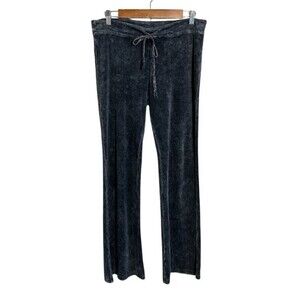 Y2K T Party Terry Cloth Lounge Pants S Gray Mineral Wash Mid Rise Drawstring